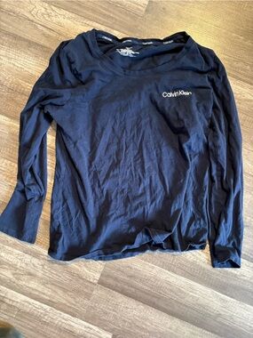 Calvin Klein Navy Long Sleeve Shirt with Chest Logo